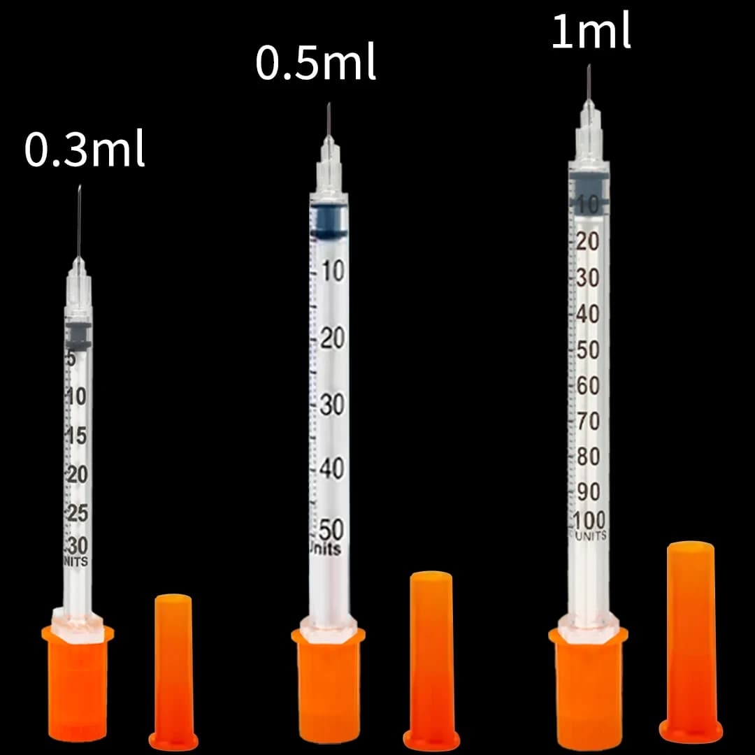 Pack d'échantillons de seringues à insuline U-100 stériles avec aiguille, 0,3 ml, 0,5 ml, 1 ml, pour animaux de compagnie, chiens, usage en
