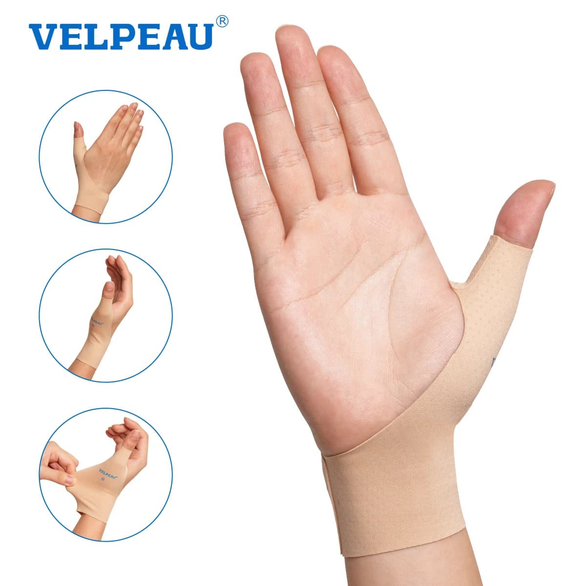 VELPEAU Manchon de compression du pouce pour douleur d'arthrite douce, sport, doublure d'attelle, support du pouce pour les mains gauche et droite, 2