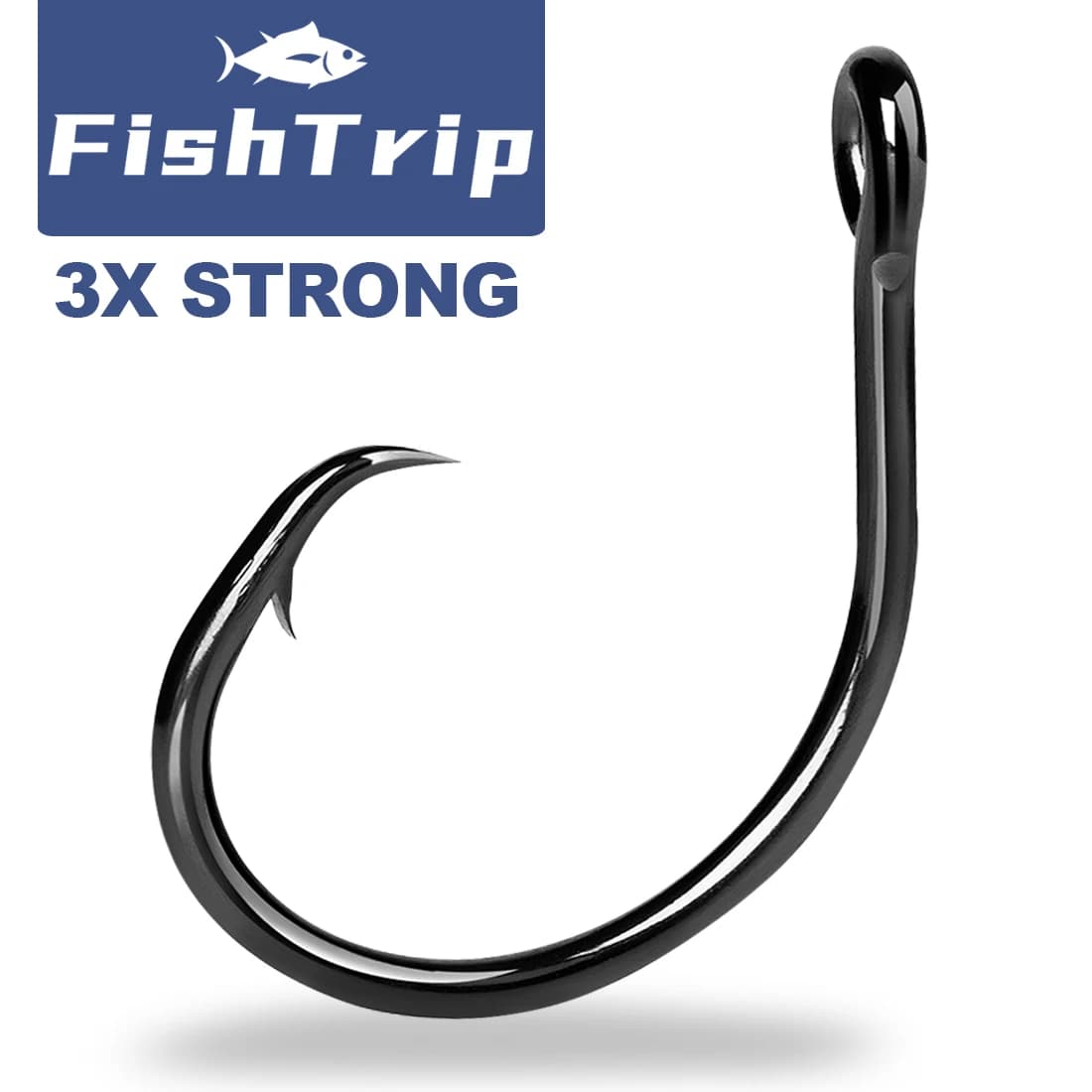 FishTrip – hameçons circulaires 3X, hameçon de pêche en eau salée solide, appât vivant pour poisson-chat, bâche, pour Marlin et chute profonde