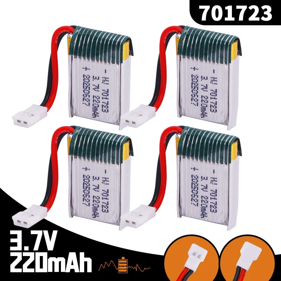 Batterie Lipo Rechargeable 3.7V 220mAh 20C 701723 pour H20 Syma S8 M67 U839 X900 X901 RC Quadcopter, pièces de rechange