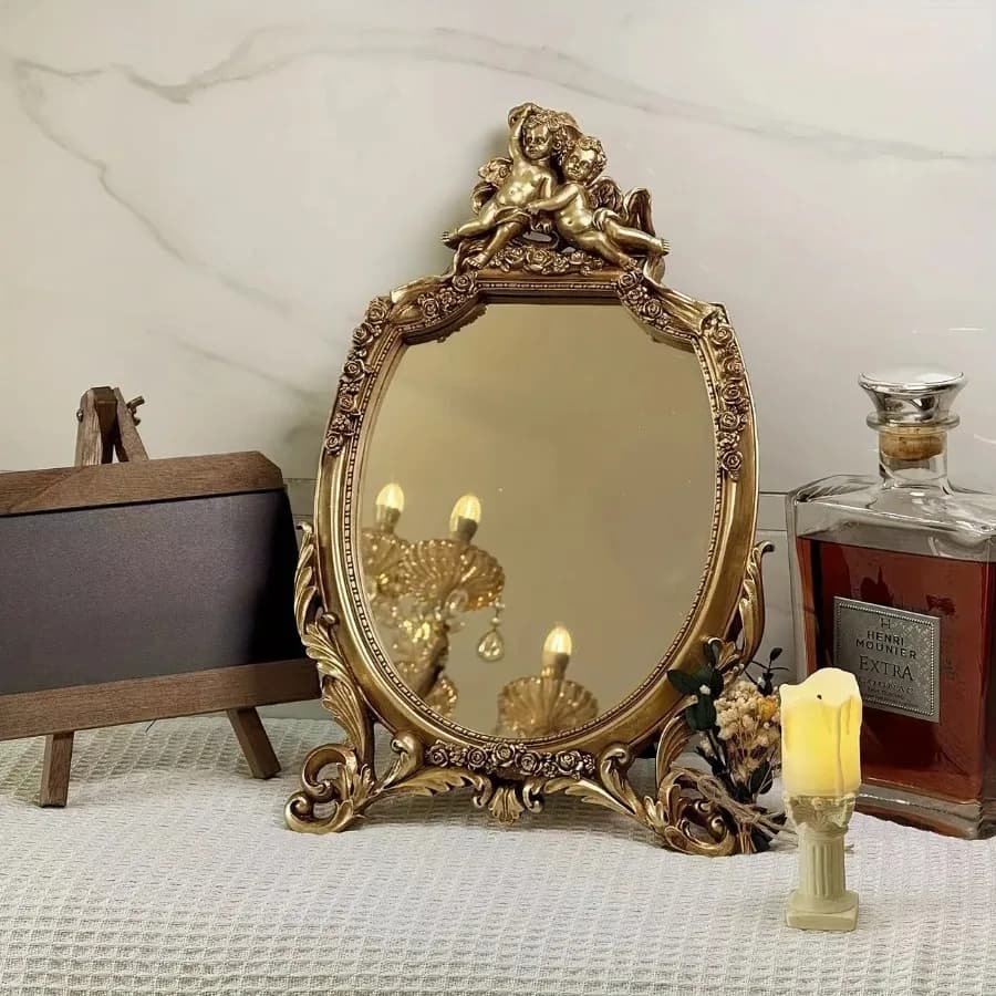 Miroir rétro français pour canapé, chambre à coucher, salon, décoration de chevet, ornement Simple, cadre de maison, cadre photo