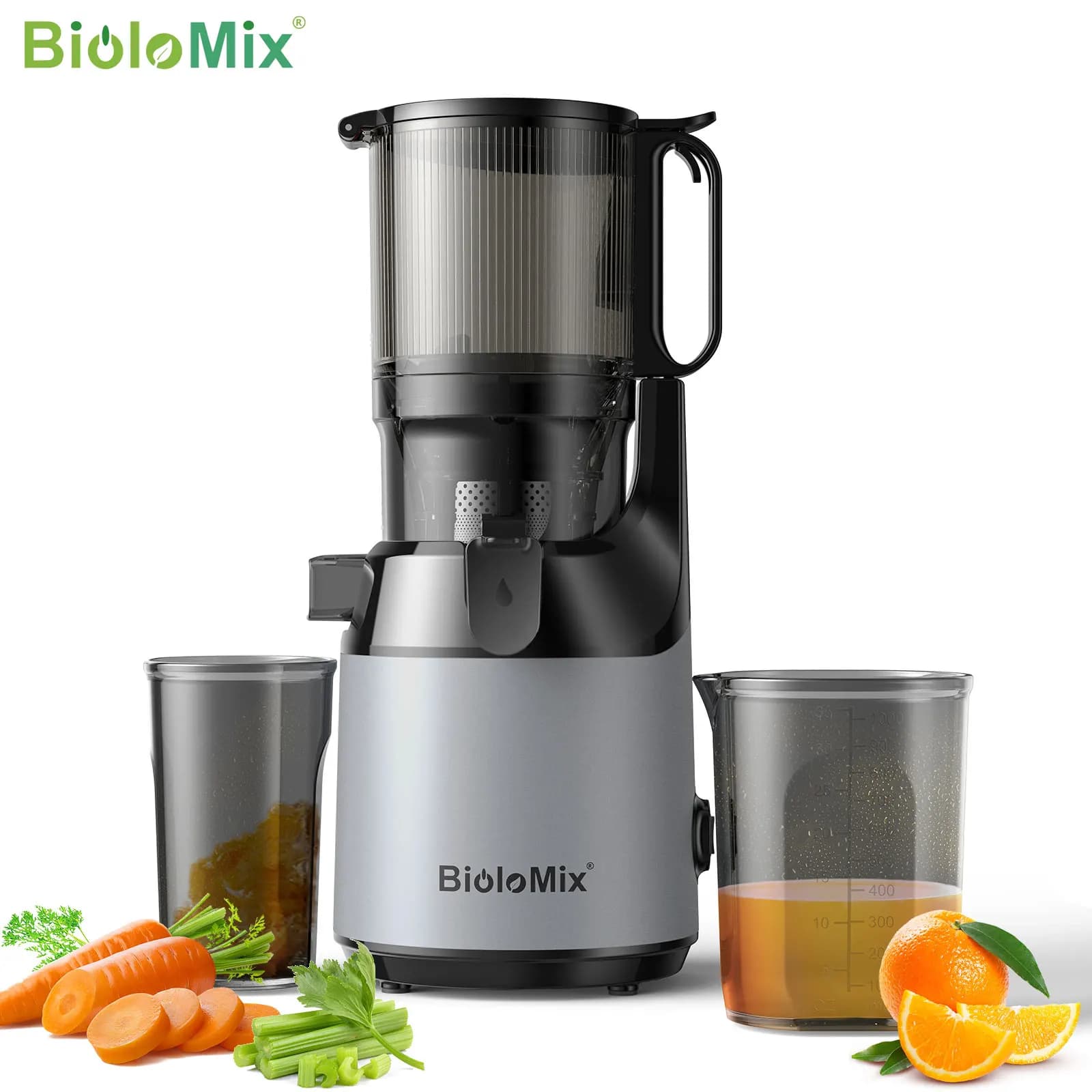 BioloMix-Presse à froid Ju479, avec goulotte de rajeunissement de 130mm, pour fruits entiers et 05/09/2018, rendement élevé en jus, sans BPA,