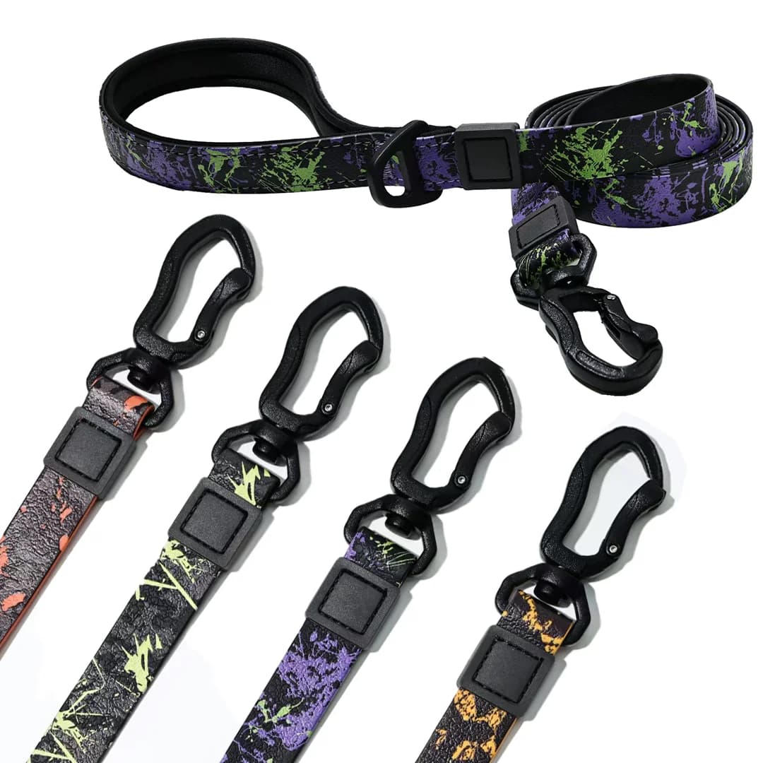 Laisse pour chien en PVC imperméable de 1.5m, imprimée aux UV, facile à nettoyer, poignée antidérapante pour chiens de petite, moyenne et grande