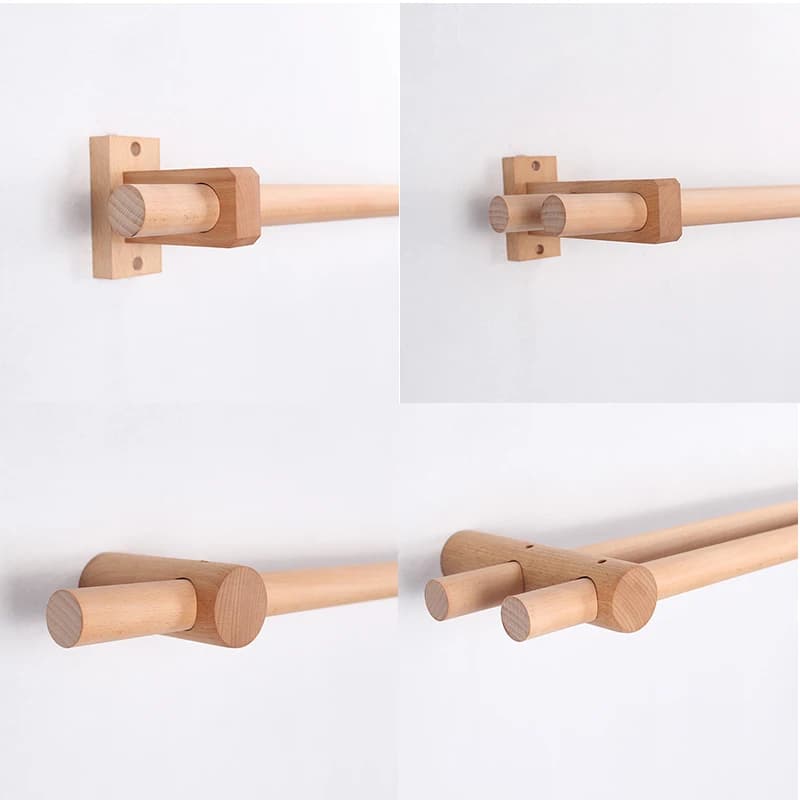 Rideaux romains en bois massif de hêtre naturel, poteaux simples et doubles, piste en bois japonais, supports personnalisés, accessoires de
