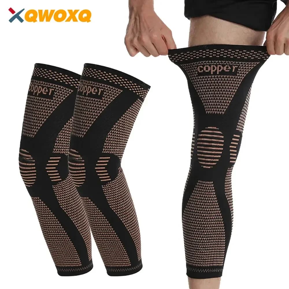 Manchon de Compression de jambe complète, manchons de genou en cuivre, Support pour cuisse, genou, mollet, arthrite, 20-30 mmHg, réduit le