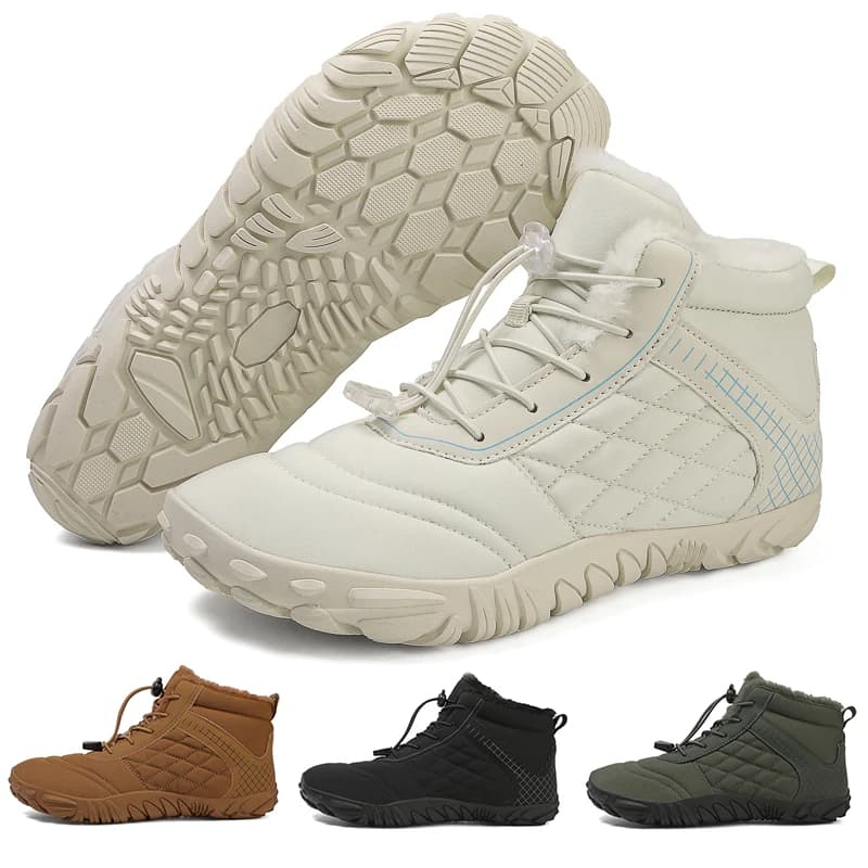 Bottes de randonnée pieds nus d'hiver pour hommes et femmes, bottes de neige chaudes sans lacet, bottines à bout large, imperméables minimalistes