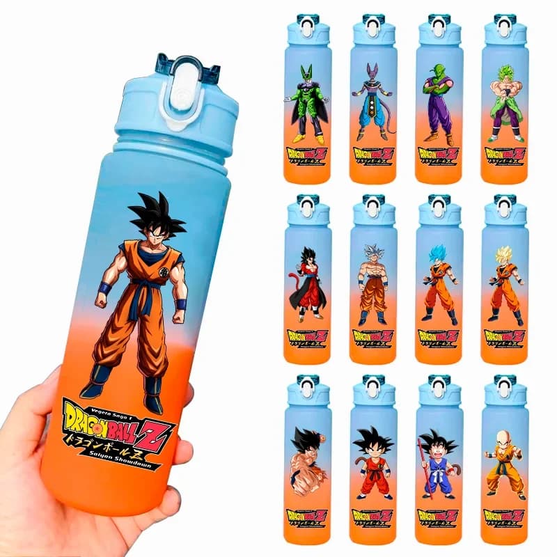 Bouteille d'eau portable de 750 ml DRAGON BALL, motif dessin animé Son Goku Son Gohan, avec paille dégradée, grande capacité, pour le sport et
