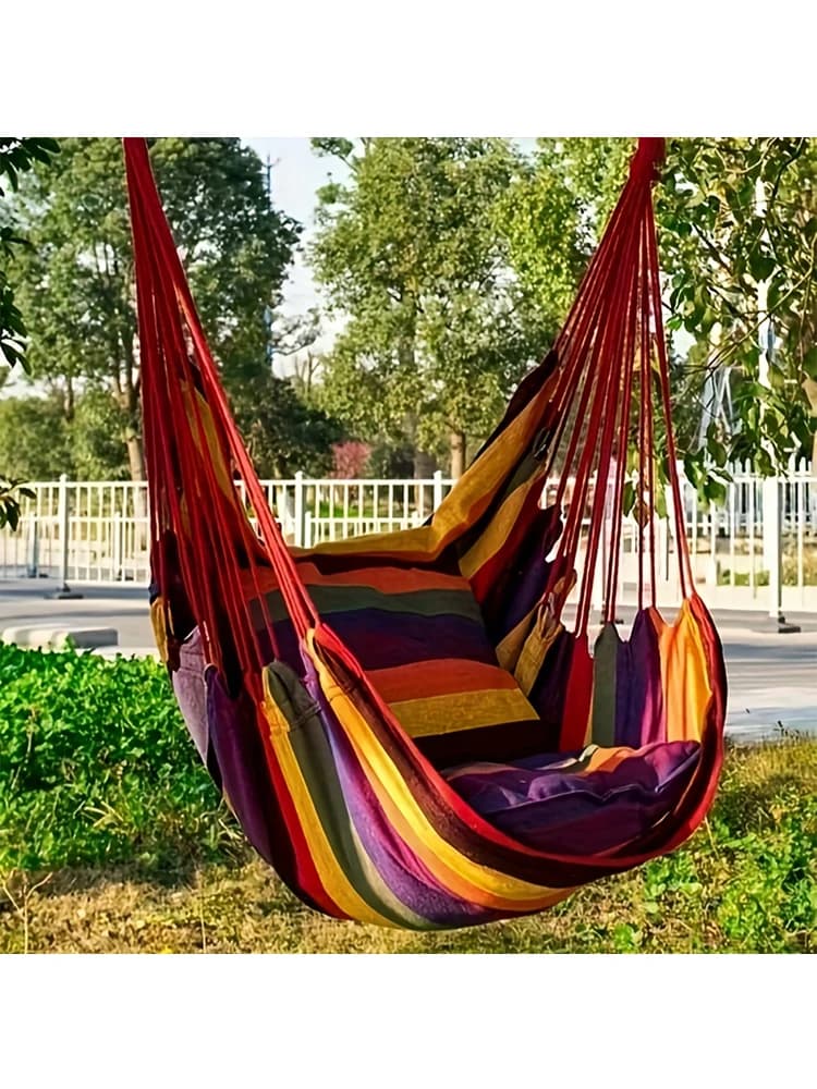 Chaise hamac balançoire extérieure chaise de loisirs en toile sans oreiller ou coussin hamac dortoir balançoire chaise à bascule (avec sac de