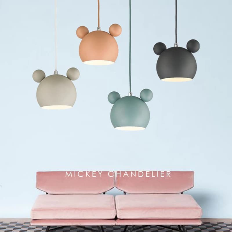 Lampes suspendues Mickey modernes lampe à main en fer coloré pour salle à manger chambre chambre de bébé décor à la maison nordique Suspension