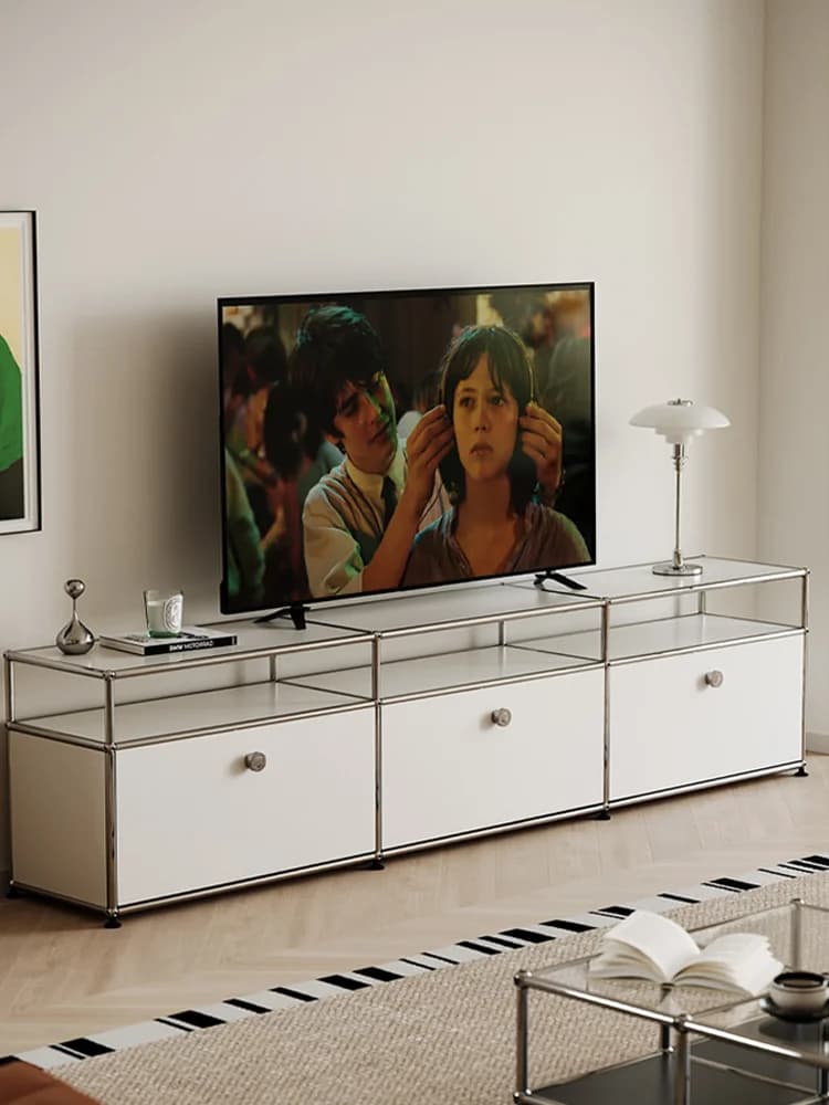 Meuble TV avec rangements, armoire d'angle, meuble de rangement en métal, meuble de présentation, module de salon, mobilier modulaire DIY