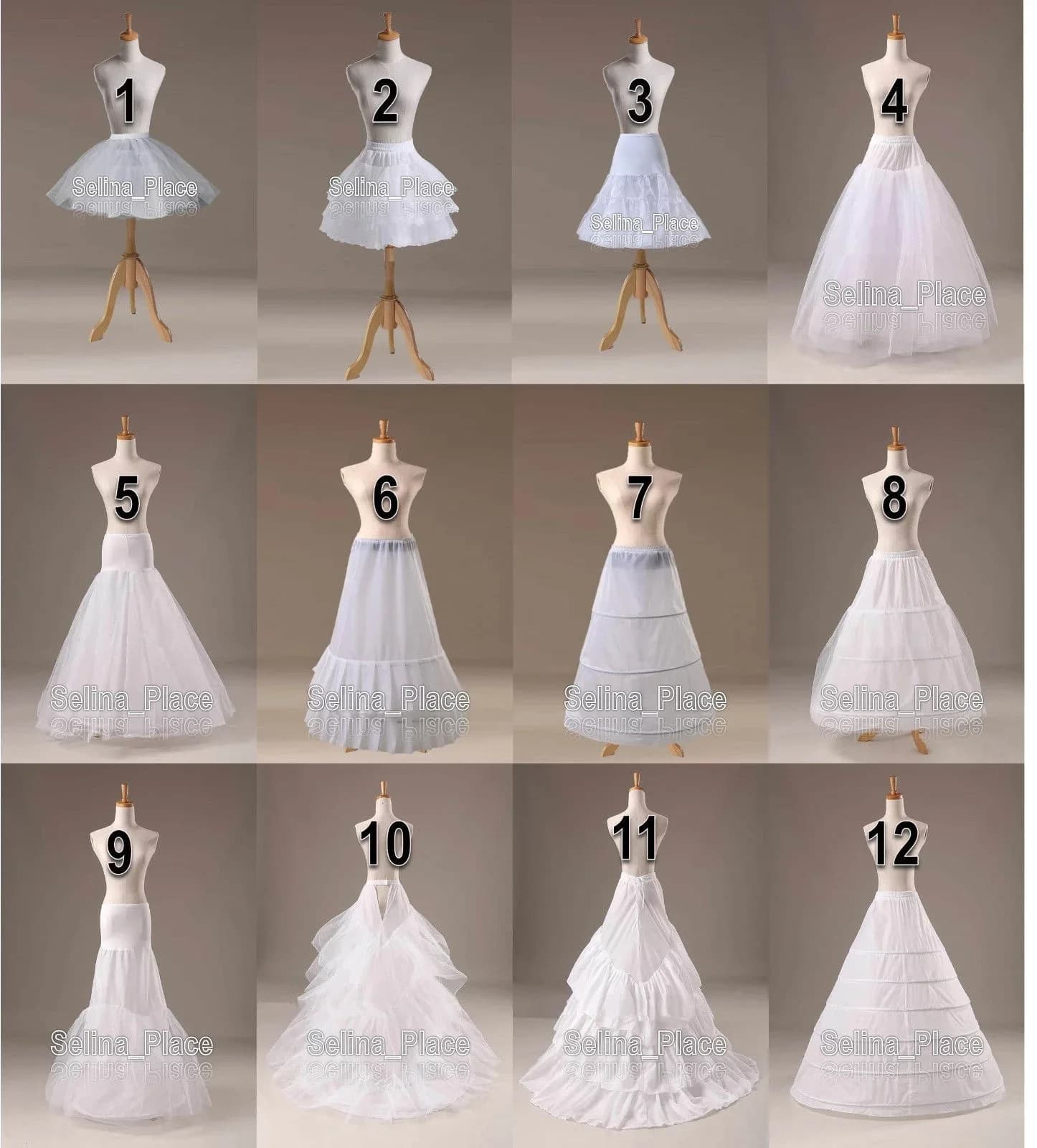 Jupon crinoline blanc, ligne A, cerceau, sans cerceau, court, slips, sous-jupe, 12 styles