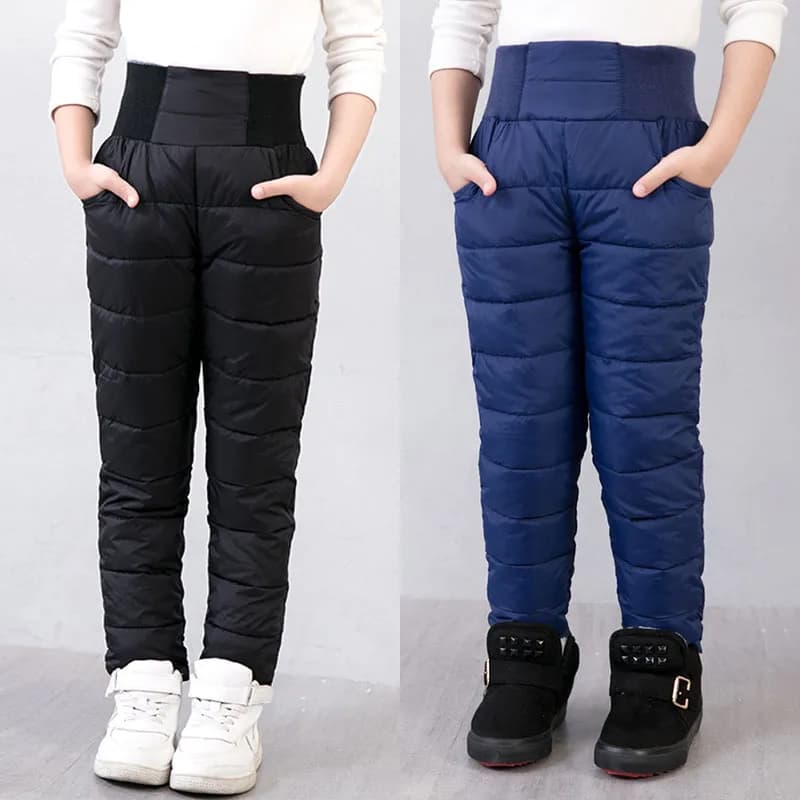 Vêtements d'hiver pour garçons et filles, taille haute, rembourré en coton, épais et chaud, pantalons de Ski imperméables pour enfants de 2 à 12