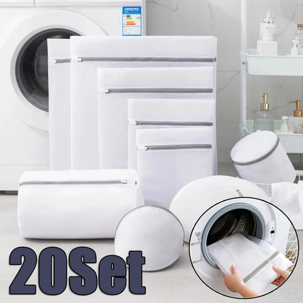 1-20 pièces sac à linge en maille sacs de lavage de linge en Polyester panier à linge en filet grossier sacs à linge pour Machines à laver