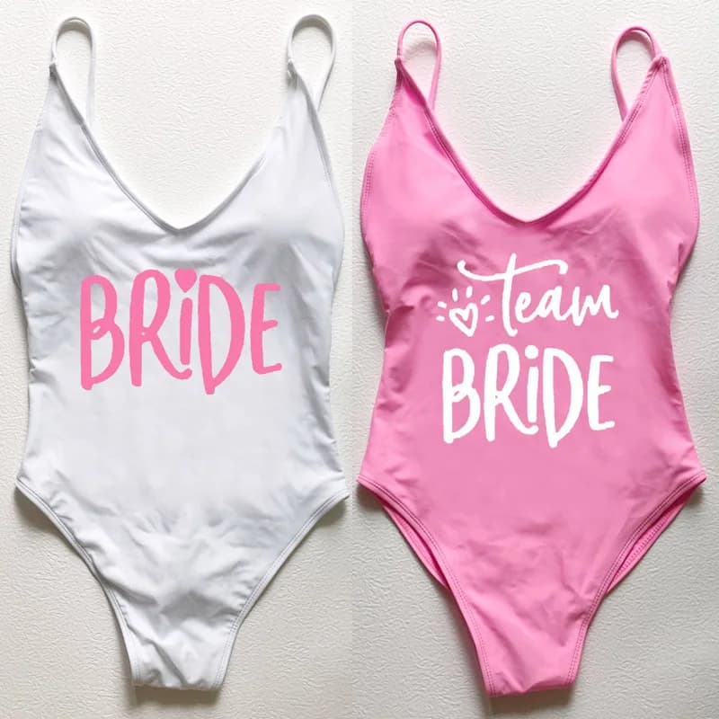 Maillot de bain une pièce rembourré, Sexy, pour femmes, ensemble deux pièces, imprimé amour de la mariée, vêtements de plage, pour enterrement