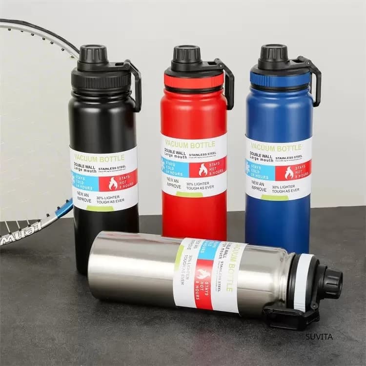 Bouteille d'eau Thermos d'extérieur, tasse isolée en acier inoxydable, garde le froid et la chaleur, flacons sous vide de voyage 600/800/1000ML