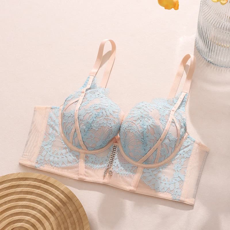 Soutien-gorge minimiseur en dentelle pour femmes, bonnet 3/4, Non rembourré, à armatures, broderie florale, grande taille, 70 75 80 85 90 BCD