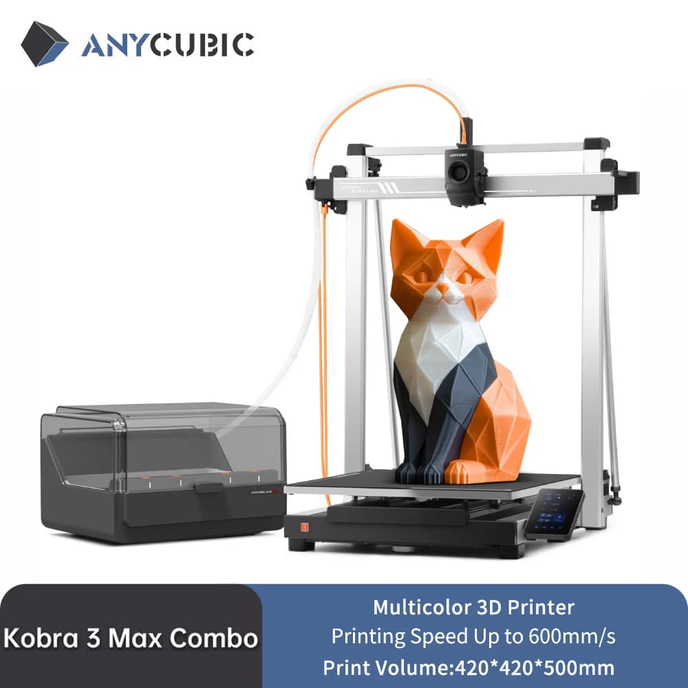 ANYCUBIC Kobra 3 Max Combo imprimante 3D multicolore vitesse maximale 600 mm/s Volume de construction 500*420*420mm imprimante 3D de contrôle