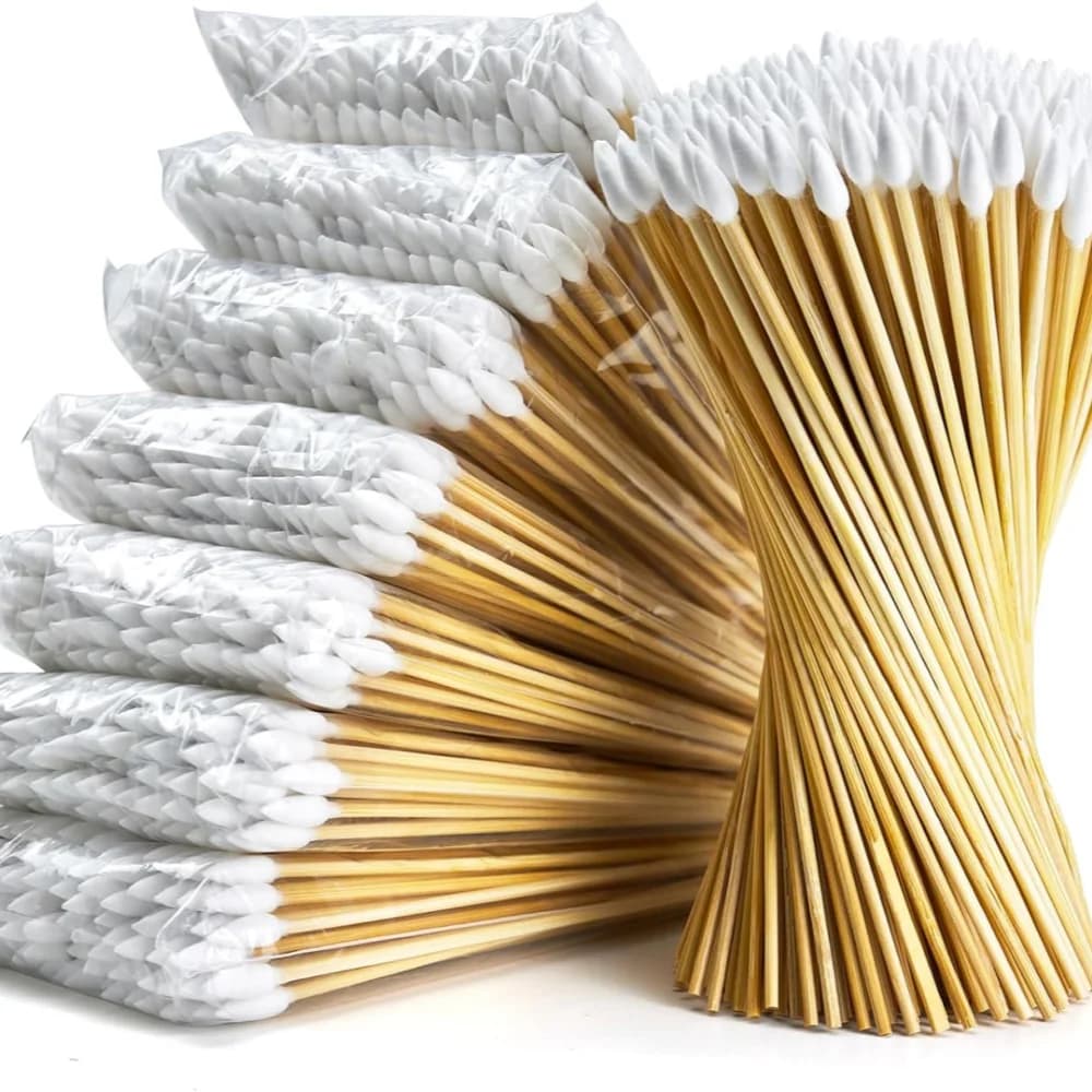 Coton-tiges pointus avec étui, pointes de précision de 6 pouces, longs bâtons en bois, coton-tige, 100 pièces, 300 pièces