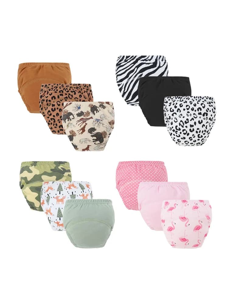 Lot de 8/5 couches-culottes d'apprentissage en coton pour bébé, couches lavables imperméables réutilisables pour tout-petits, sous-vêtements de