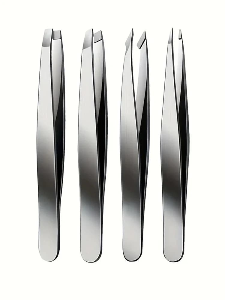 Ensemble de pincettes professionnelles, 4 pièces, parfait pour l'épilation des sourcils, éclat, très sans effort et détendu pour enlever