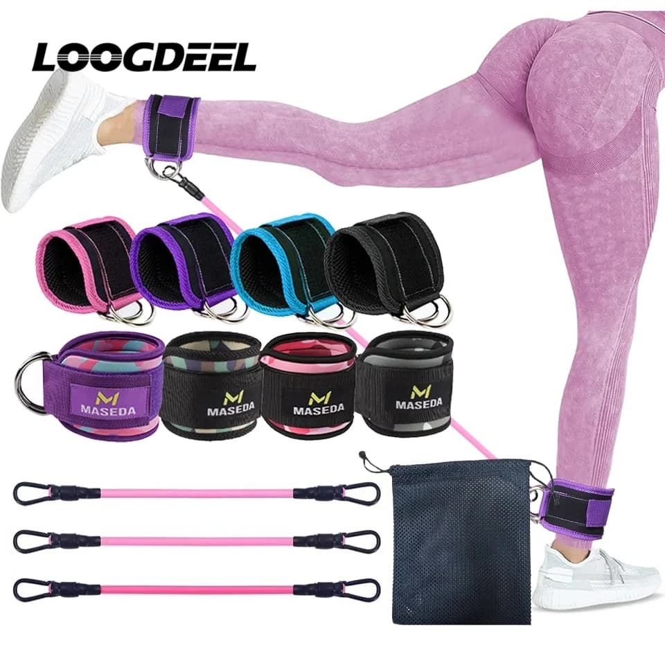 LOOGDEEL bandes de résistance TPE sangles de cheville Fitness anneau en D soutien poignets de cheville bande de Yoga garde de gymnastique Extensions