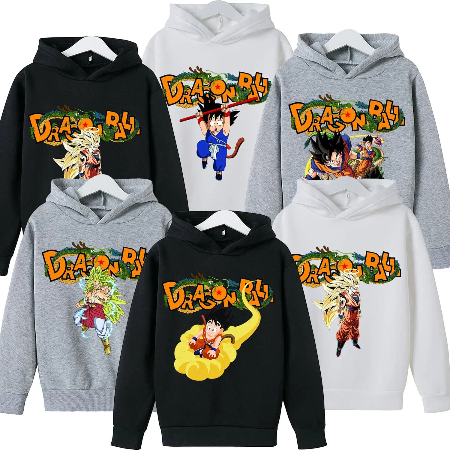 Sweat-shirt à capuche en molleton Goku pour enfants, Dragon Ball Z, Y2k, tendance, en peluche, motif Anime, vêtements pour garçons, cadeau,