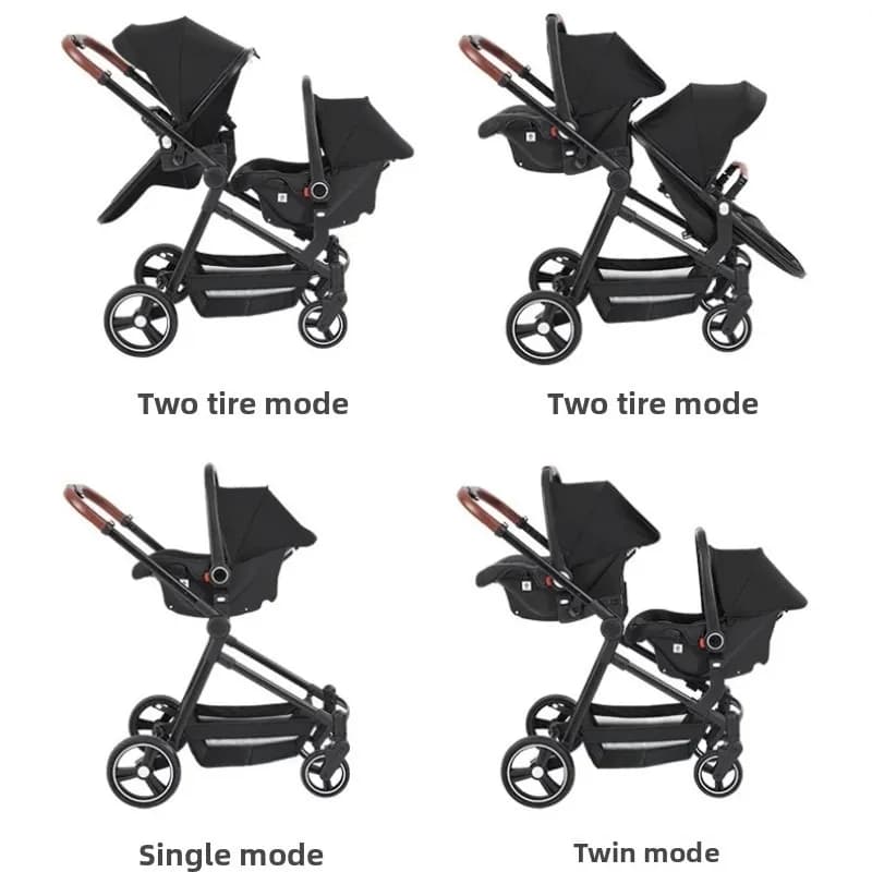 STOCK ue léger et pliable pour embarquer la poussette de bébé jumeaux 3 en 1 avec siège auto, landau multifonctionnel pour double