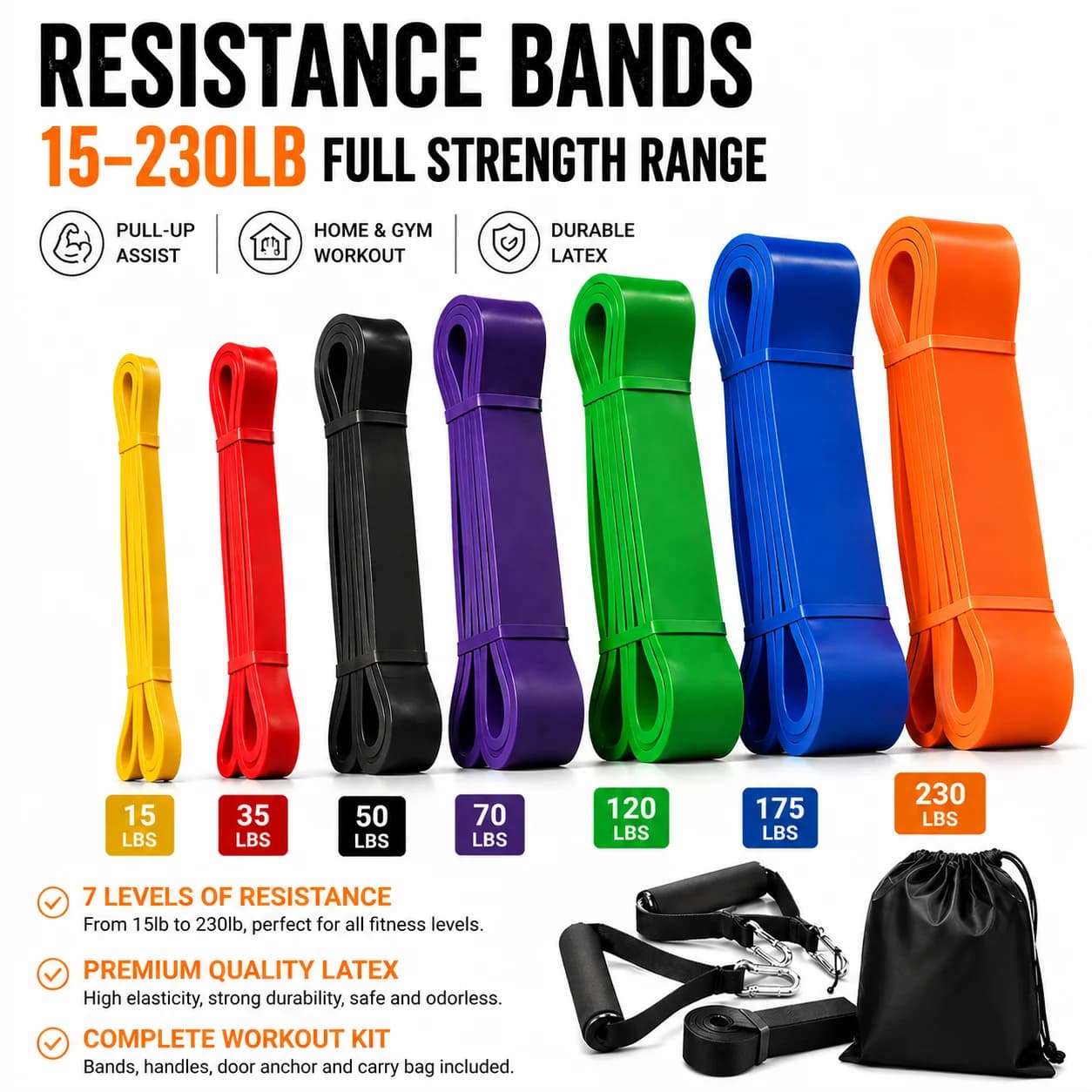    Bandes de Résistance pour Exercices de Musculation, Entraînement à Domicile, Yoga et Gym - Ensemble de Bandes d'Assistance pour Tractions