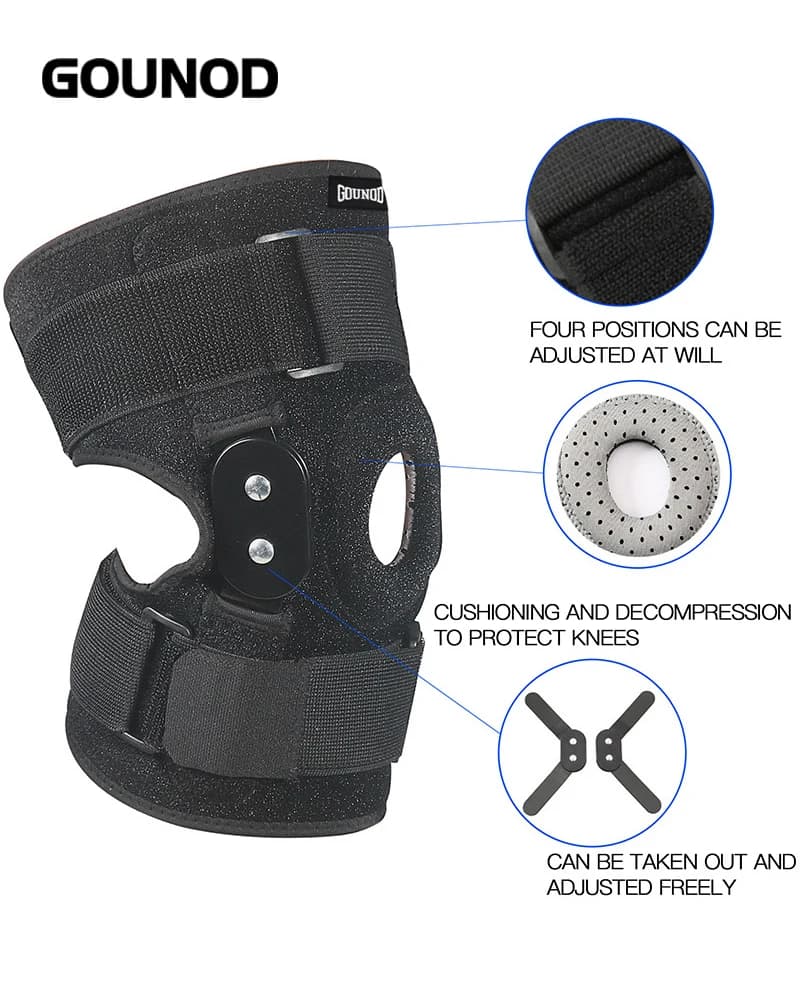 Genouillère articulée réglable, 1 pièce, support d'articulation du genou enveloppé