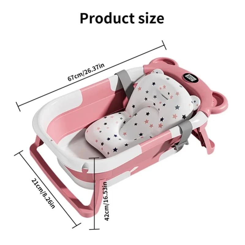 Baignoire écologique pour bébé avec coussin de bain, baignoire pliable en forme d'ours, portable avec indicateur de température, baignoire pour