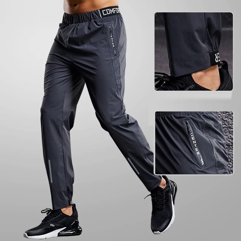 Pantalons de Sport à séchage rapide pour hommes, pantalons de course avec poches zippées, pantalons de Jogging d'entraînement, de Fitness, de