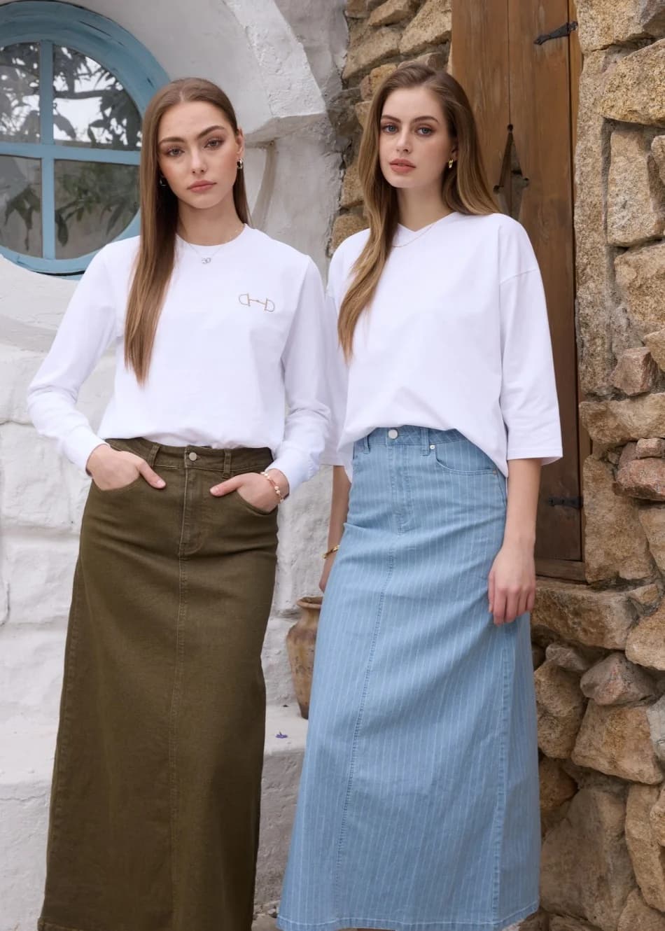 Jupe en jean à fines rayures AS SS26, vêtements de mode pour femme, tenue féminine