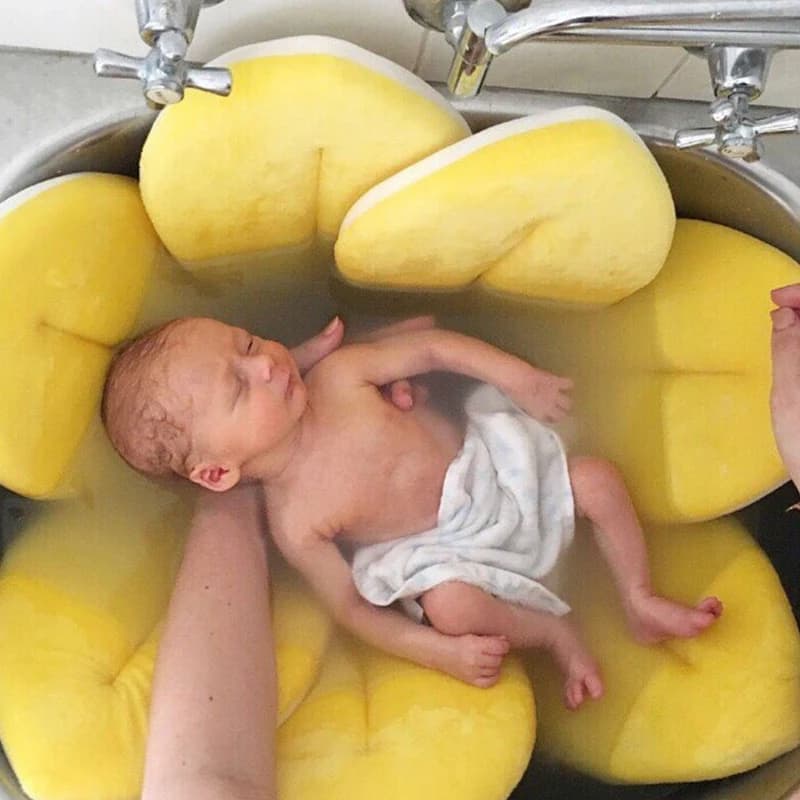Coussin de douche pliable à quatre pétales de fleurs pour bébé, baignoire à fleurs en fleurs pour nouveau-né, coussin de siège de sécurité