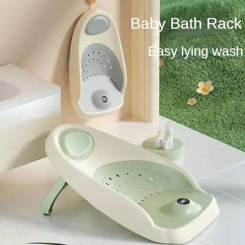 Support de bain pour bébé, Support souple antidérapant, chaise de douche pour enfants avec trous de vidange et détection de température, siège