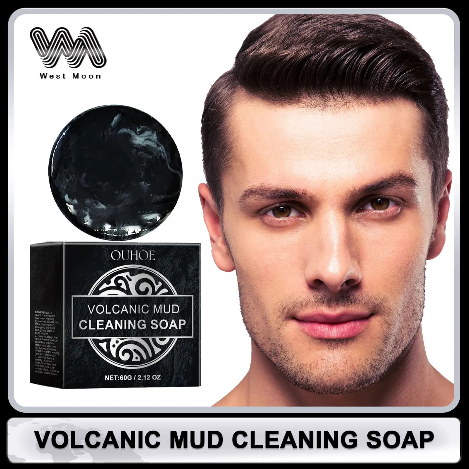 Regina-Boue Volcanique pour Homme, Éliminateur de Points Noirs, Contrôle de l'Huile d'Acné, Lavage du Visage, Éclaircissant, Apaisant, Hydratant,