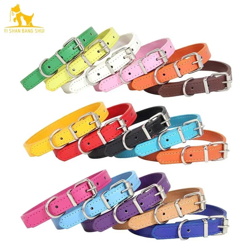 16 pièces/lot en gros 16 couleurs collier de chien de chat de compagnie colliers de chiot en cuir PU pour petit col de chien moyen Starp XS/S/M/L/XL