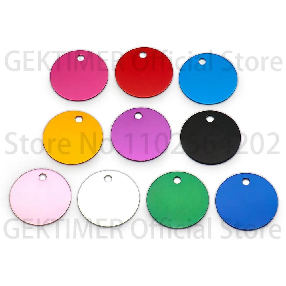 100 Pièces d'accessoires personnalisables : Étiquettes rondes vierges en aluminium, gravables, anti-perte, pour porte-clés, pendentifs et breloques