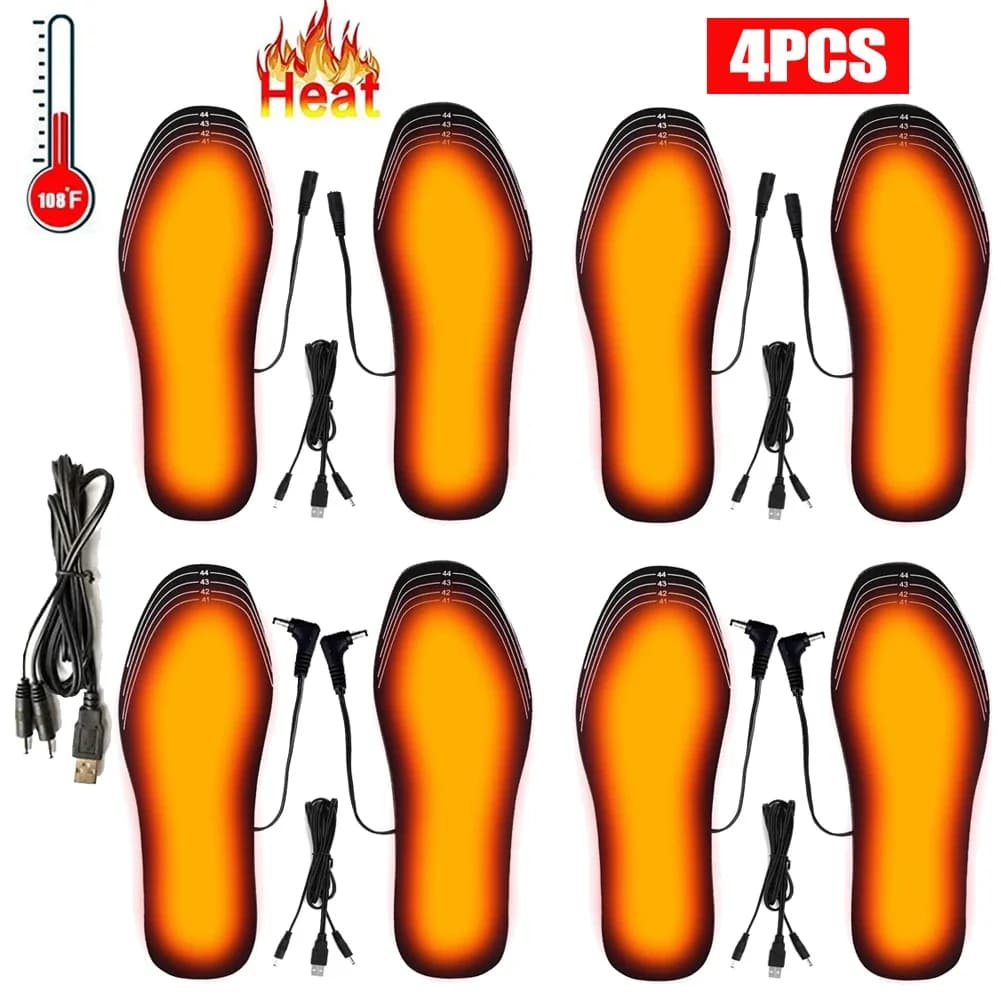 Semelles intérieures chauffantes USB pour chaussures, coussin chauffant électrique pour les pieds, tapis de chaussettes lavable pour Sports de plein