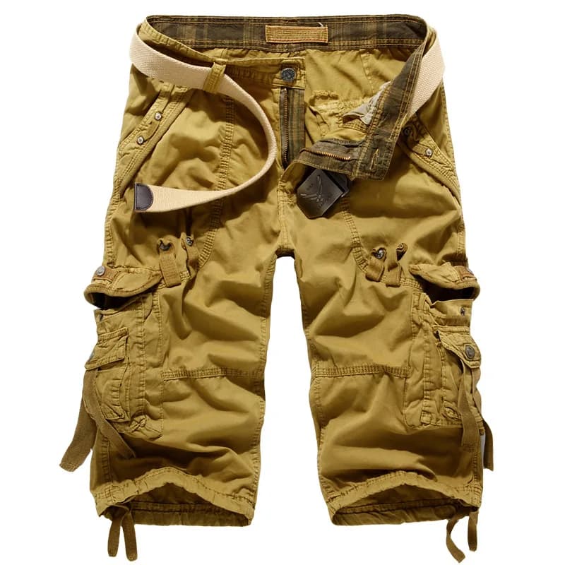 Pantalon court d'été pour hommes, design fin et poches multiples, confortable pour l'extérieur, pantalon de travail décontracté et ample au