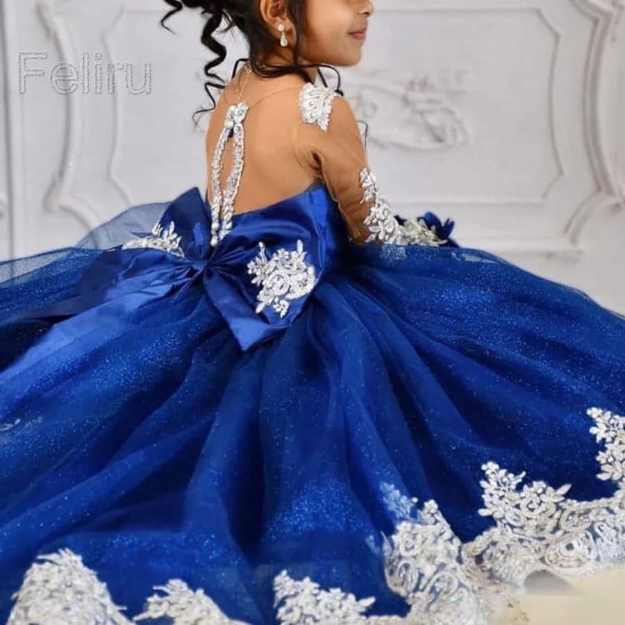 Robe de princesse pour filles, tenue de première Communion, de bal, d'anniversaire, dos nu, pour spectacle d'enfants