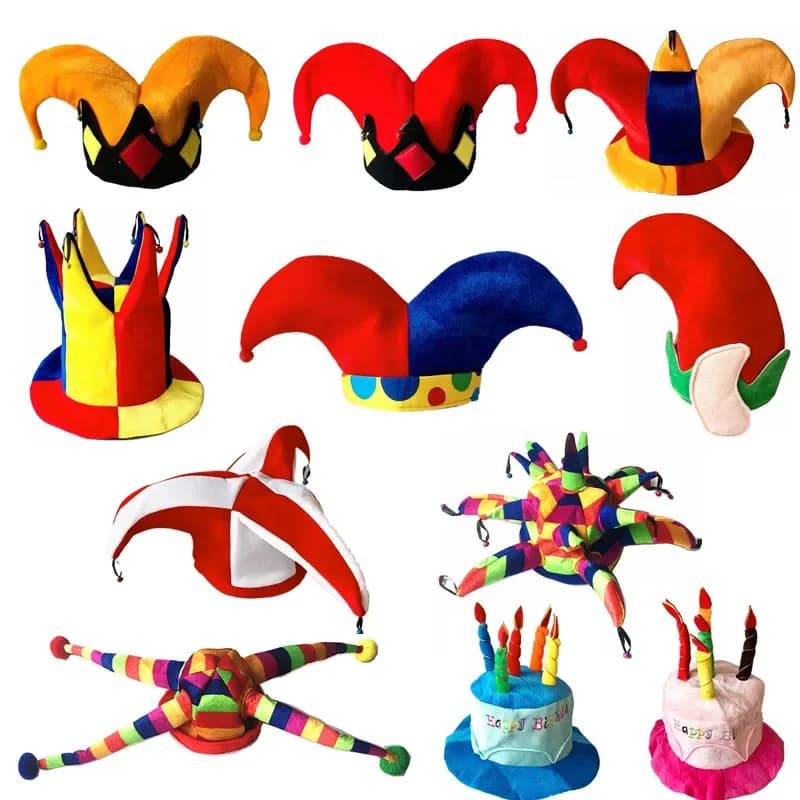 Casquette de clown à pois pour hommes et femmes, chapeau de gâteau d'anniversaire, chapeaux de fête, accessoires de performance, elfe de Noël,