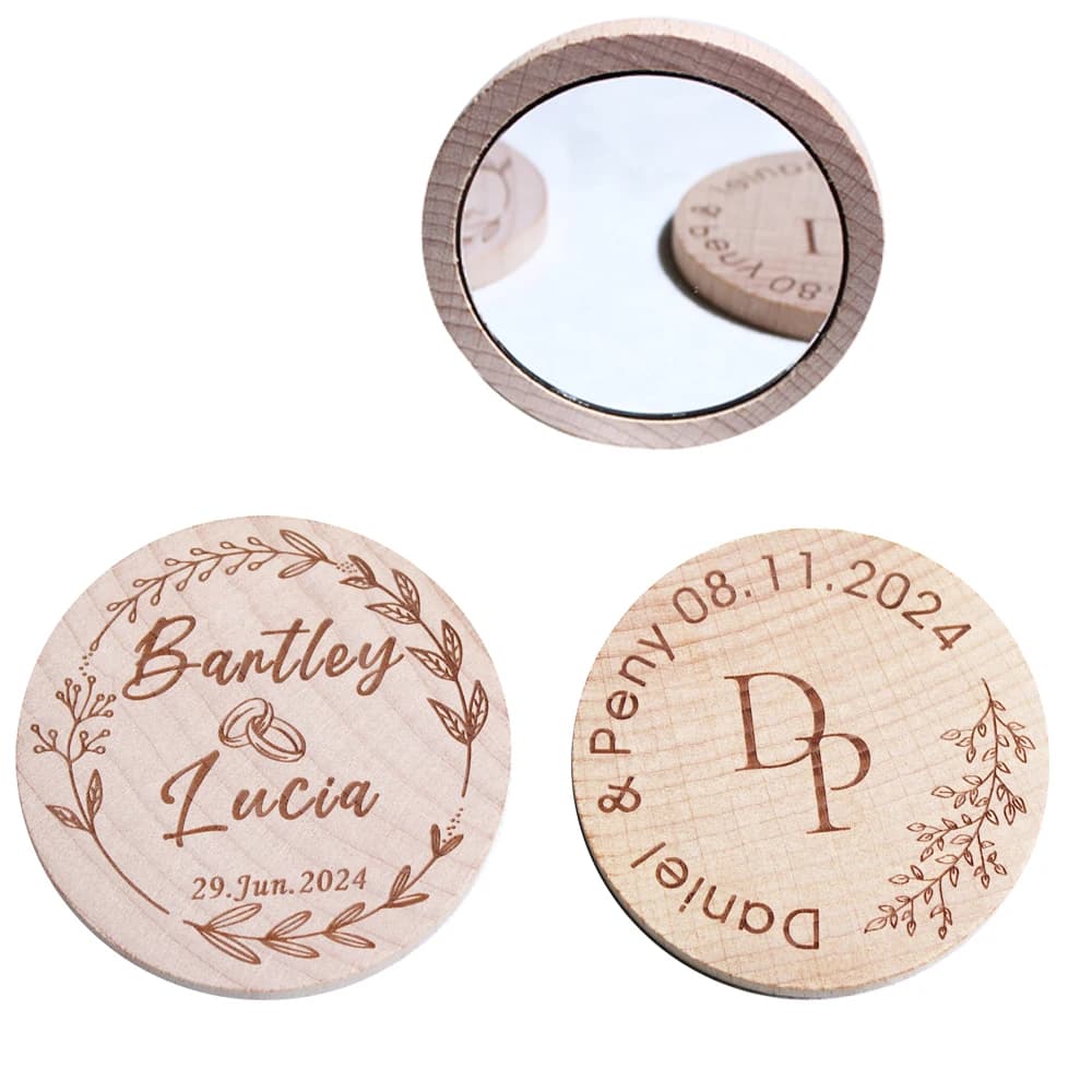 Miroirs Circulaires en Bois Gravés Personnalisés, Miroir de Maquillage de Poche, Cadeau de Mariage, Proposition de Mariage, ixde Poule