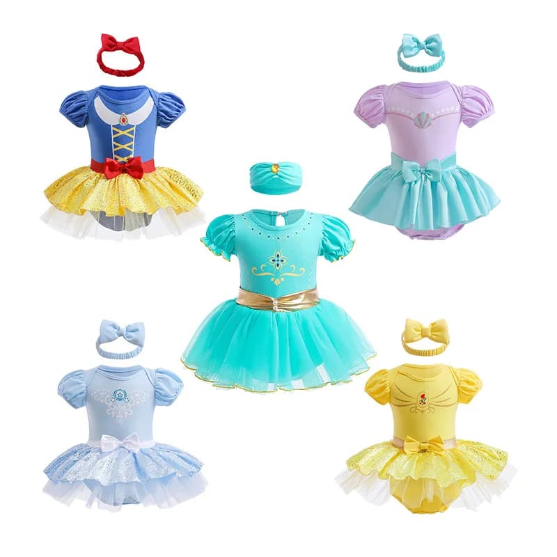 Robe TUTU barboteuse pour bébé, avec bandeau, vêtements princesse pour bébé fille, taille 3-18M, Design mignon, Costumes de fête