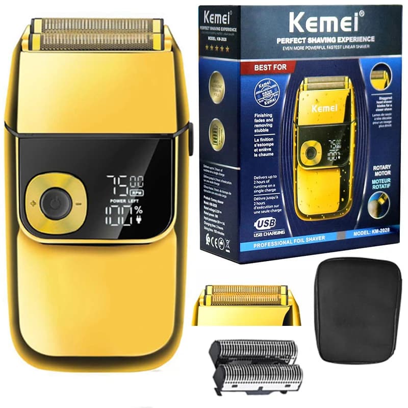 Kemei 2028 barbier professionnel barbe cheveux rasoir pour hommes rasoir électrique Rechargeable électrique rasoir chauves tête Machine à raser
