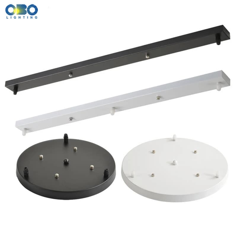 Plaque de plafond en fer noir/blanc, Bases de lampe suspendue, bricolage, 2/3/4/5 trous, 25cm/30cm/40cm/50cm, Base de plafond droite/ronde