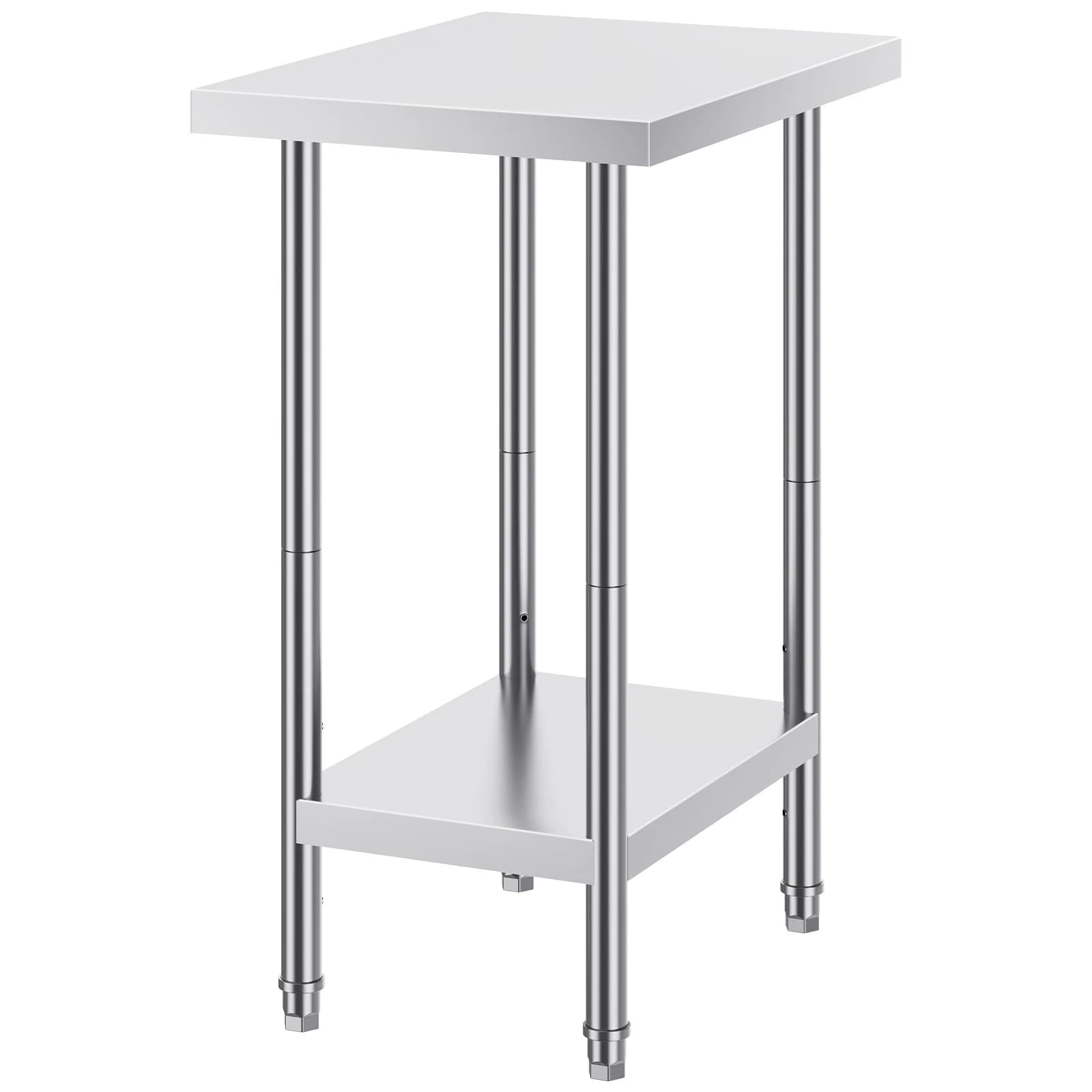 VEVOR Table de Travail en Acier Inoxydable 61x45,7x86,4 cm, Table de Préparation des Aliments Charge 290 kg, 3 Niveaux de Hauteur Réglables, Meuble