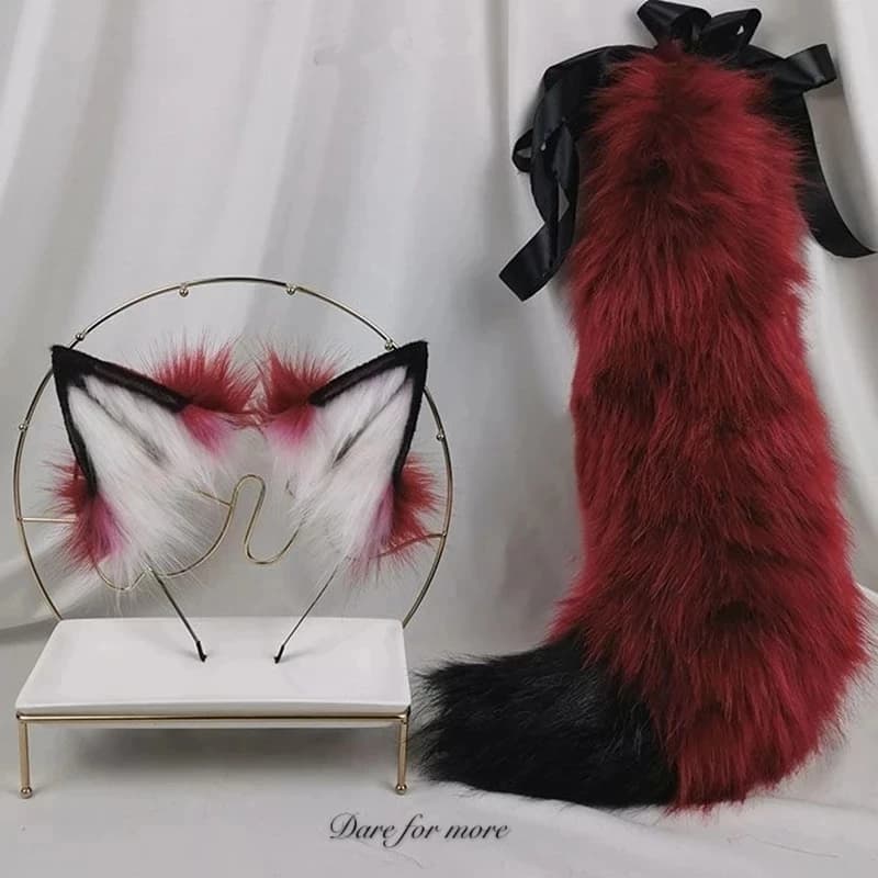 Nouveau renard rouge Anime bête oreille bête queue loup oreille chat oreille bandeau personnalisé COSPLAY doré LOL renard oreilles en peluche