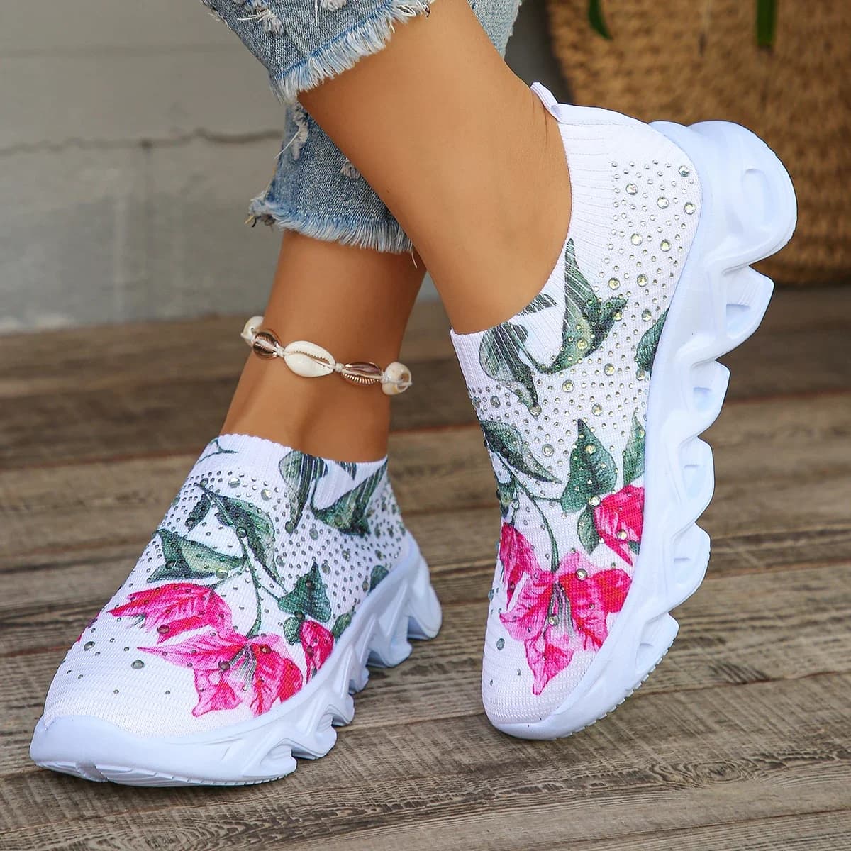 Baskets à plateforme imprimées pour femmes, chaussures de course en maille respirante, chaussures de sport décontractées coordonnantes, chaussures