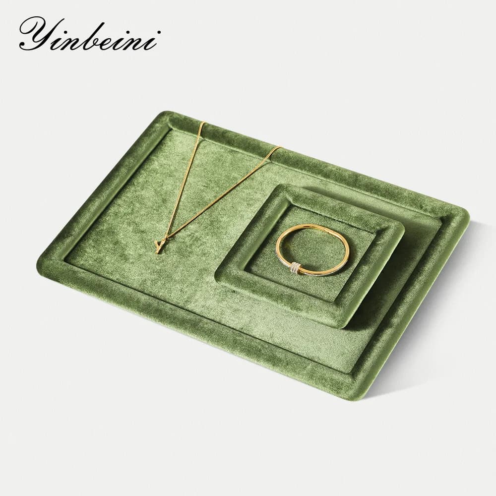 Plateau de présentation en velours Yinbeini pour bijoux, plateau de rangement pour bagues, pendentifs, bracelets, colliers, organiseur de bijoux P082