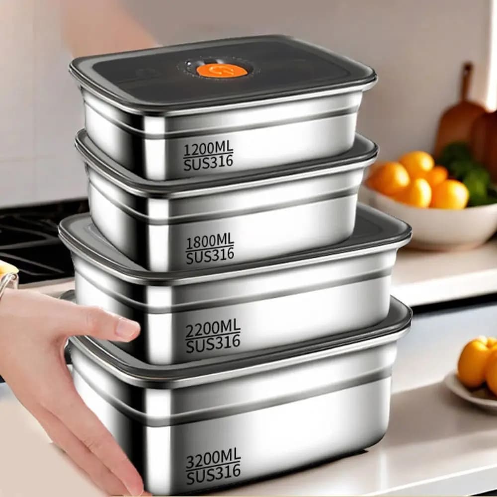 Boîte à déjeuner de Camping en acier inoxydable, boîte de rangement pour réfrigérateur et congélateur de grande capacité, boîte scellée